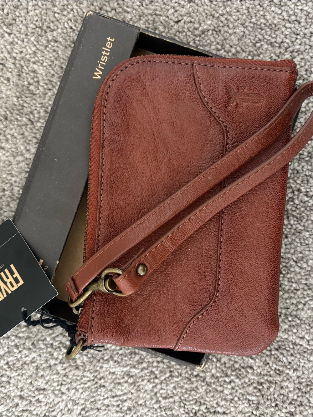 FRYE Leather Wristlet - Cognac